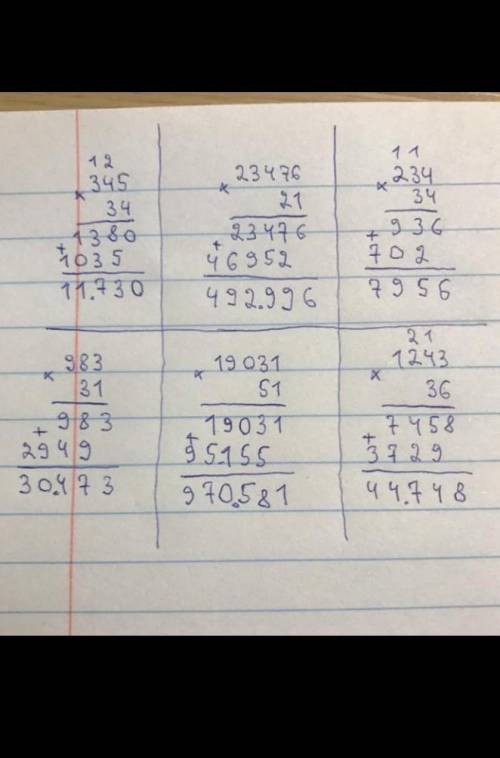 РАБОТА В ПАРЕ 3Выполни умножение с комментированием.345 34983 - 3123 476 - 2119 031 . 51234. 341243