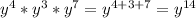 y^4*y^3*y^7=y^{4+3+7}=y^{14}