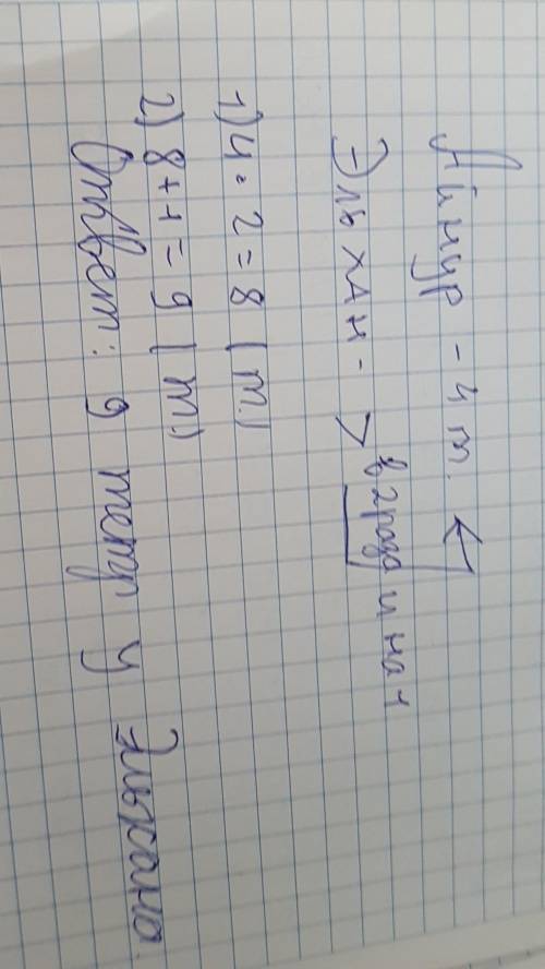 У Айнур 4тетради.у эльхана на 1больше,чем удвоенное количество тетр.Айнур.сколько тетрадей у эльхан?