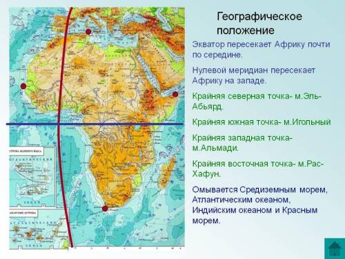 Нанесите на карту элементы, характеризующие географическое положение материка ​