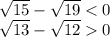 \sqrt{15}-\sqrt{19}0