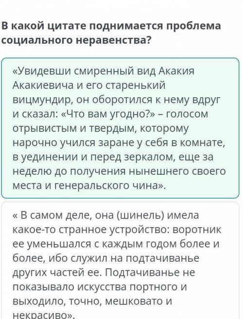 В какой цитате поднимается проблема социального неравенства? 1)В самом деле,она(шинель) имела какое-