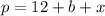 p = 12 + b + x