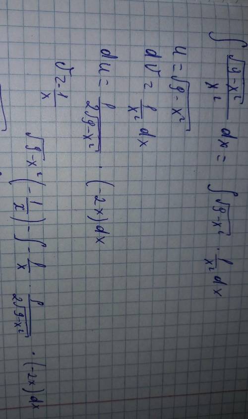 Интеграл (корень из 9-x^2)/(x^4) по dx​