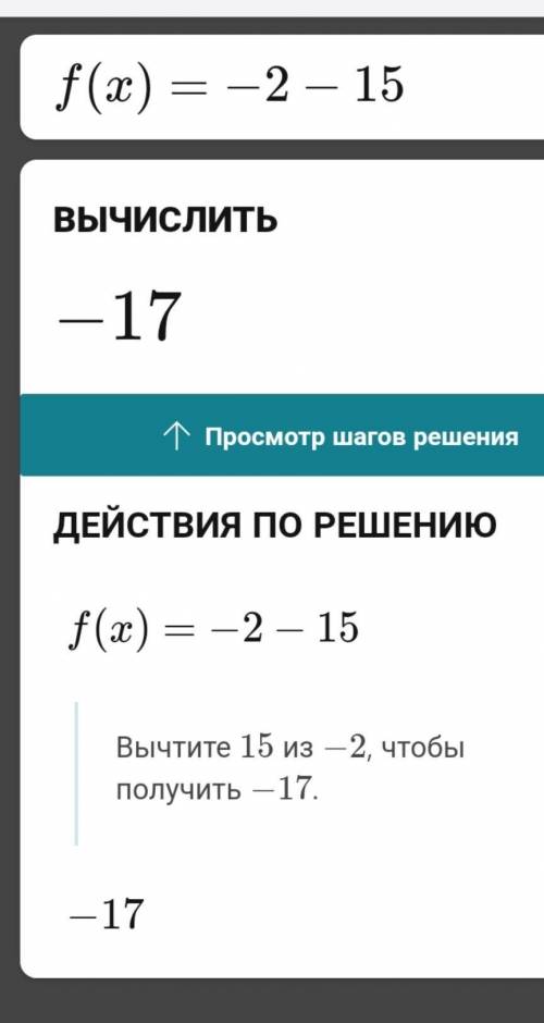 Все значения функции f(x) =-2-15 отрицательны