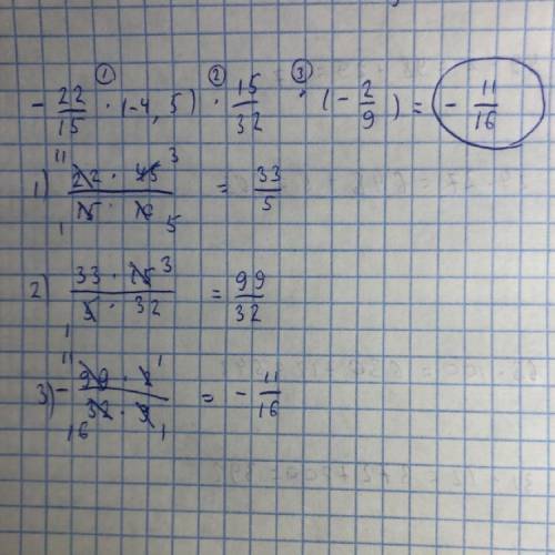 -22/15×(-4,5)×15/32×(-2/9)​