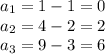 a_1=1-1=0\\a_2=4-2=2\\a_3=9-3=6\\