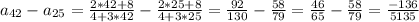 a_{42}-a_{25}=\frac{2*42+8}{4+3*42}-\frac{2*25+8}{4+3*25} =\frac{92}{130}-\frac{58}{79} =\frac{46}{65}-\frac{58}{79}=\frac{-136}{5135}