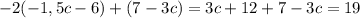 -2(-1,5c-6)+(7-3c)=3c+12+7-3c=19