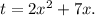 t=2x^{2}+7x.