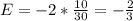 E=-2*\frac{10}{30} = -\frac{2}{3}