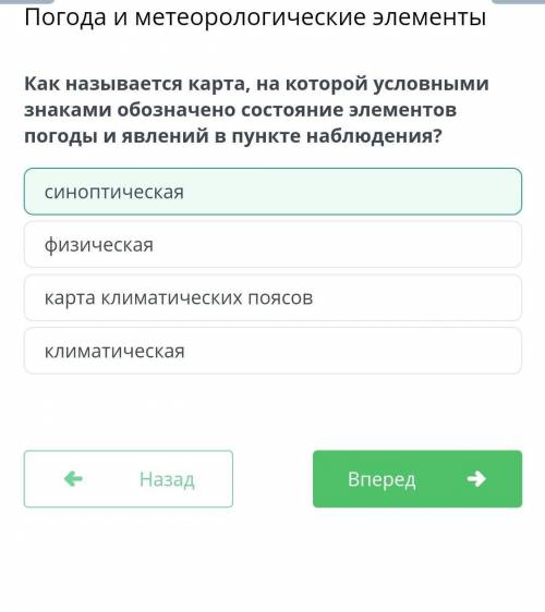 Как называется карта, на которой условными знаками обозначено состояние элементов погоды и явлений в