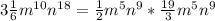 3\frac{1}{6} m^{10}n^{18}=\frac{1}{2} m^5n^9*\frac{19}{3} m^5n^9