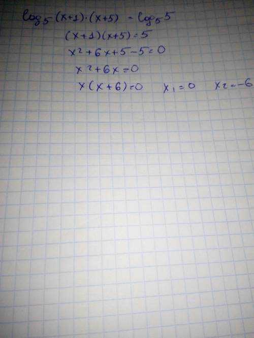 Log5(x+1) +log5(x+5)=1 Решите позязя