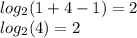 log_{2}(1 + 4 - 1) = 2 \\ log_{2}(4) = 2