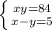 \left \{ {{xy=84} \atop {x-y=5}} \right.