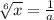 \sqrt[6]{x}=\frac{1}{a}