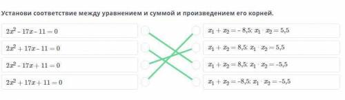 Решение квадратных уравнений. Урок 2 Установи соответствие между уравнением и суммой и произведением