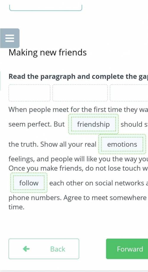 Read the paragraph and complete the gaps. followfriendshipemotionsWhen people meet for the first tim