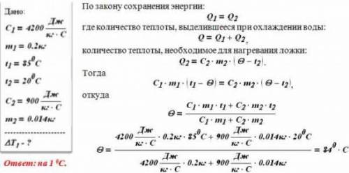 В калориметр с водой при температуре 20 градусов опустили медное тело массой 200 г, нагретое до темп