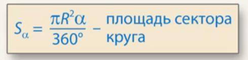 Вычисли площадь закрашенного сектора Sсектора 1 и площадь незакрашенного сектора Sсектора 2, если ра