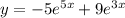 y = - 5 {e}^{5x} + 9 {e}^{3x}