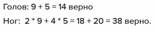 Сколько овец и сколько кур во дворе, если общее количество голов равно 14. а ног-38. 1-й вариант 2-й