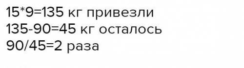 В ларёк привезли 15 ящиков винограда, по 9 кг в каждом ящике. До обеденного перерыва продали 90 кг.