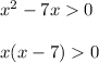 {x}^{2} - 7x 0\\ \\ x(x - 7) 0