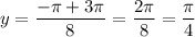 y=\dfrac{-\pi+3\pi}{8} =\dfrac{2\pi}{8}=\dfrac{\pi}{4}