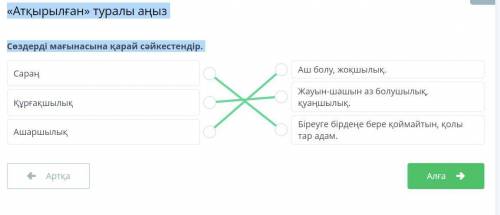 «Атқырылған» туралы аңызСөздерді мағынасына қарай cәйкестендір.​