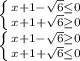 \left \{ {{x+1-\sqrt{6}\leq 0 } \atop {x+1+\sqrt{6}\geq 0 }} \right. \\ \left \{ {{x+1-\sqrt{6}\geq 0 } \atop {x+1+\sqrt{6} \leq 0}} \right.