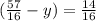 (\frac{57}{16} - y) = \frac{14}{16}