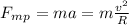 F_m_p =ma=m\frac{v^2}{R}