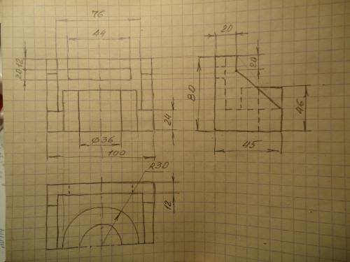 ЧЕРЧЕНИЕ Вид сверху, вид спереди, вид слева