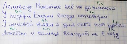 Над каждым именами существительных написать подежи Ленивому Микитке всё не до книжки. У лодыря Егорк