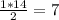 \frac{1*14}{2} = 7