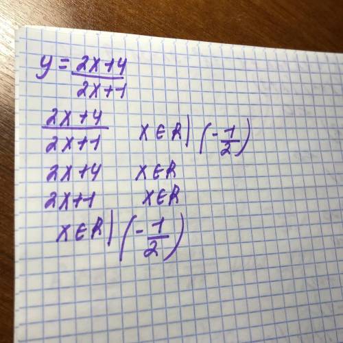 Y=(2x+4)/(2x+1) найти область определения