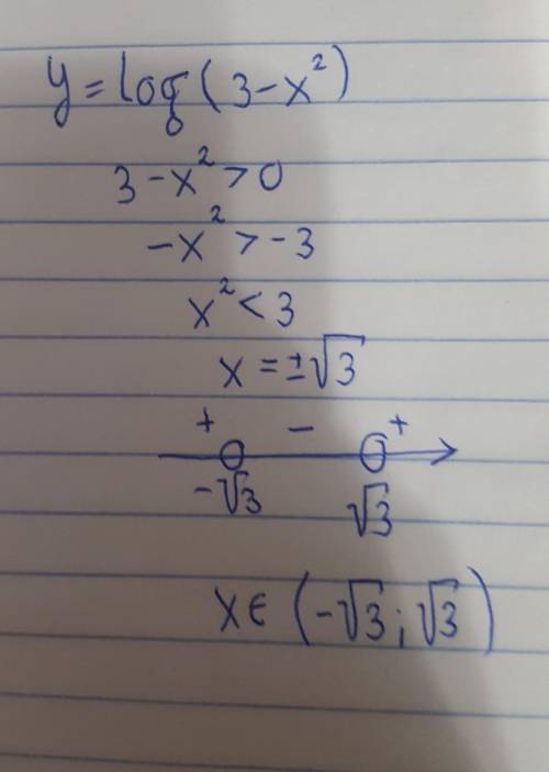 Y=log (3-x^2) найти область определения