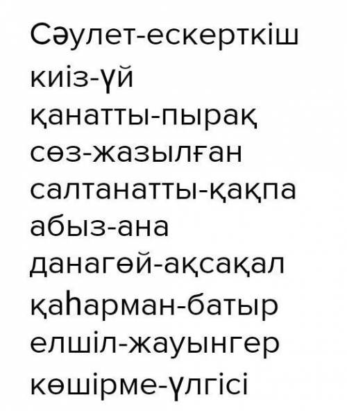 АЙТЫЛЫМ сәулетжазылған-тапсырма. Сөздерді мағынасынақарай сәйкестендір. Сөйлемқұра.Киізқанаттыақсақа