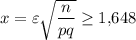 x=\varepsilon\sqrt{\dfrac{n}{pq}}\geq 1{,}648