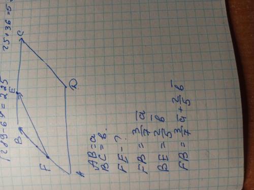 На сторонах АВ і ВС паралелограма АВСD позначено відповідно точки F і Е так, що AF : FB = 3 : 4; ВЕ