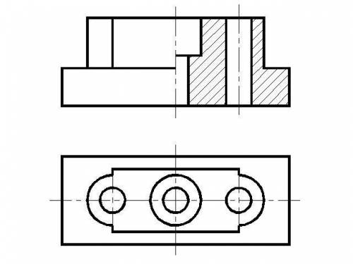 ЧЕРЧЕНИЕ Нужно показать разрез (на верхней ) (соединения половины вида и половины разреза)
