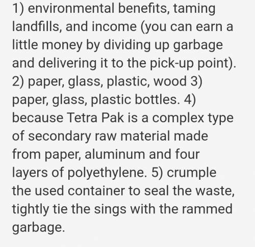 1. Why should we separate rubbish when we throw it away? 2. What items are easy to recycle? 3. What