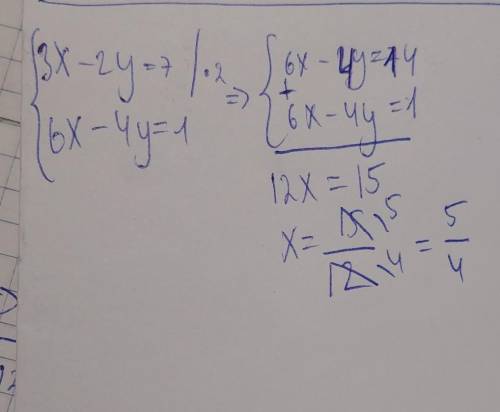 Решить систему уравнений графически:(3х-2у=7(6х-4у=1с графикам​