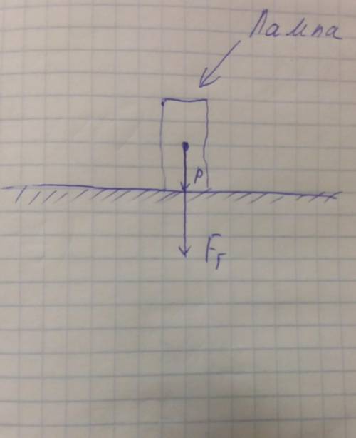 1) Изобразите графически силу тяжести действующую на лампу и вес лампы на рисунке.​