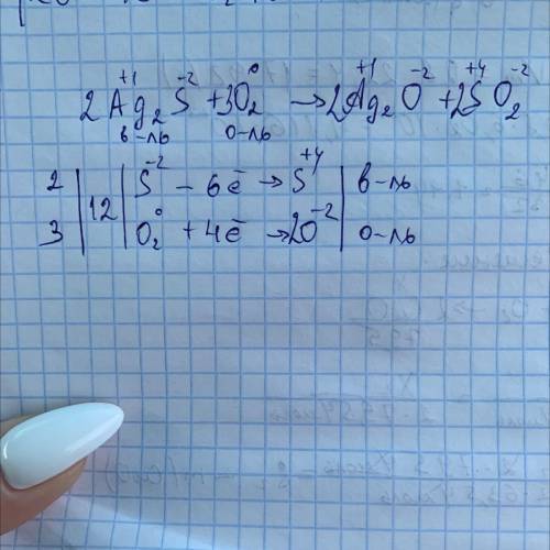 У меня 5 минут Расставь коэффициенты в уравнении реакции Ag2S + O2 = Ag2O +SO2. ​