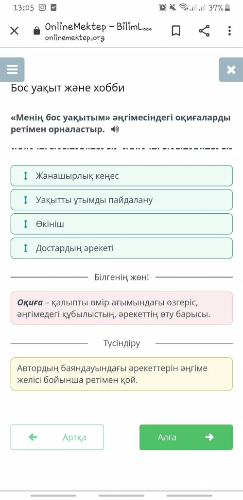 Бос уақыт және хобби Жанашырлық кеңесӨкінішДостардың әрекетіУақытты ұтымды пайдалану​