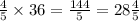 \frac{4}{5} \times 36 = \frac{144}{5} = 28 \frac{4}{5}