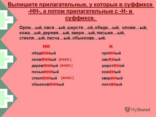 10 прилогатьельных с суффиксом н или нн поставлью 5звёзд​